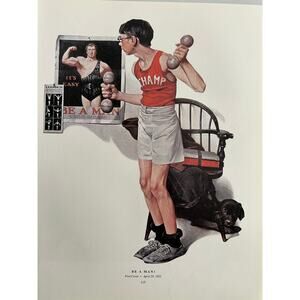 Norman Rockwell, Be A Man, Dumbbells, Boy, And Puppy, April 1922, Wonders Of Rad